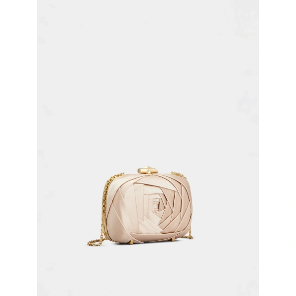 Roger Vivier Rose Vivier Clutch in Nude Satin, view 3 | Clutch Bags