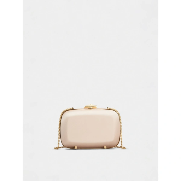 Roger Vivier Rose Vivier Clutch in Nude Satin, view 6 | Clutch Bags