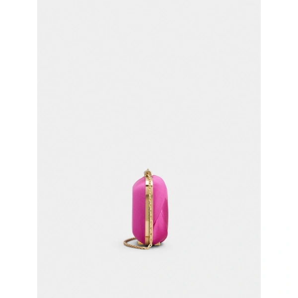 Roger Vivier Rose Vivier Clutch in Pink Satin, view 2 | Clutch Bags