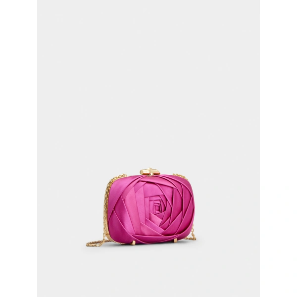 Roger Vivier Rose Vivier Clutch in Pink Satin, view 3 | Clutch Bags