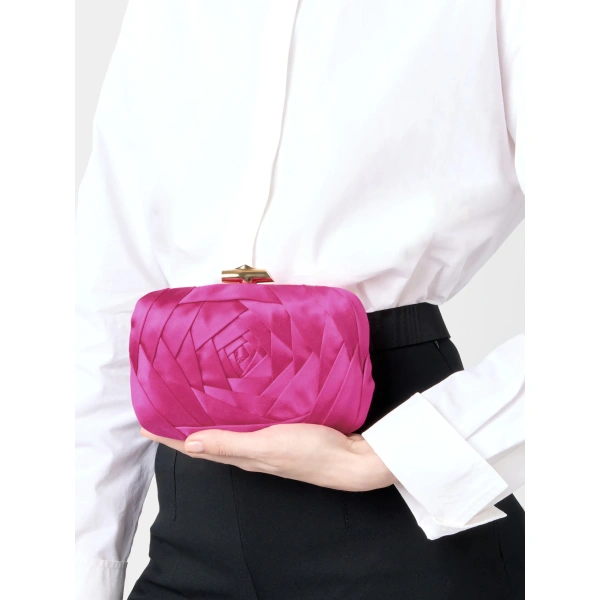 Roger Vivier Rose Vivier Clutch in Pink Satin, view 5 | Clutch Bags