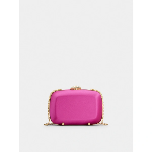 Roger Vivier Rose Vivier Clutch in Pink Satin, view 6 | Clutch Bags