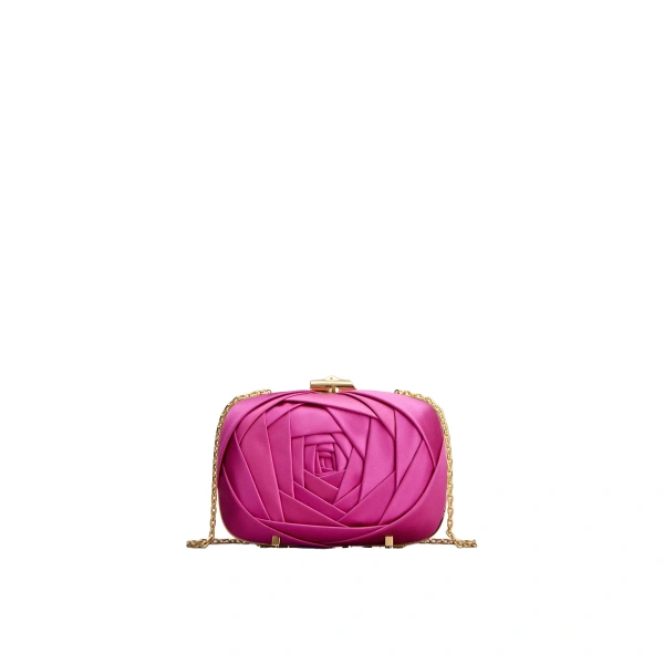 Rose Vivier Clutch in Pink Satin