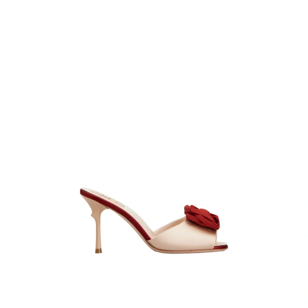 Rose Vivier Mules in Nude Satin