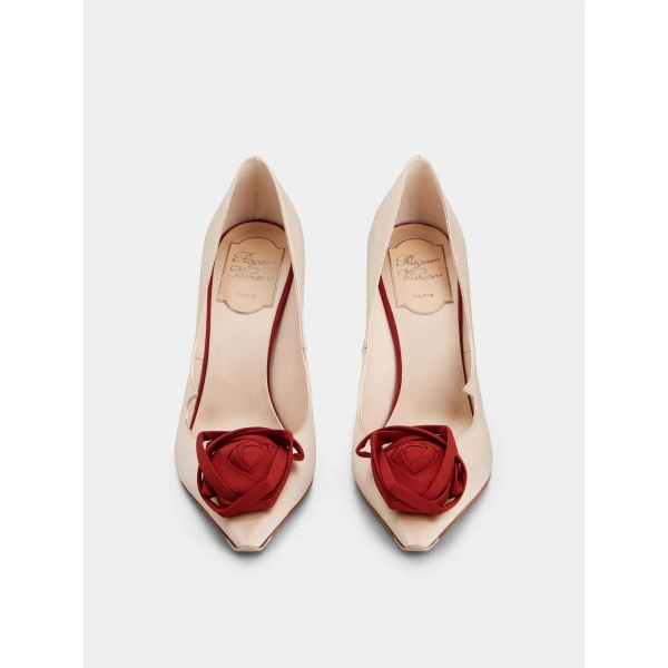 Roger Vivier Rose Vivier Pumps 10 cm in Nude Satin, view 2 | Pumps