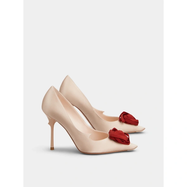 Roger Vivier Rose Vivier Pumps 10 cm in Nude Satin, view 3 | Pumps