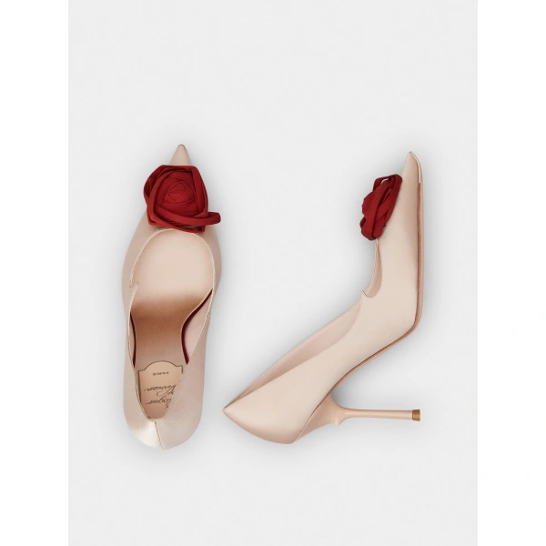 Roger Vivier Rose Vivier Pumps 10 cm in Nude Satin, view 5 | Pumps