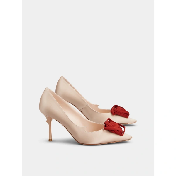 Roger Vivier Rose Vivier Pumps 8.5 cm in Nude Satin, view 3 | Pumps