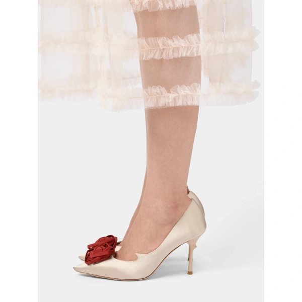 Roger Vivier Rose Vivier Pumps 8.5 cm in Nude Satin, view 4 | Pumps
