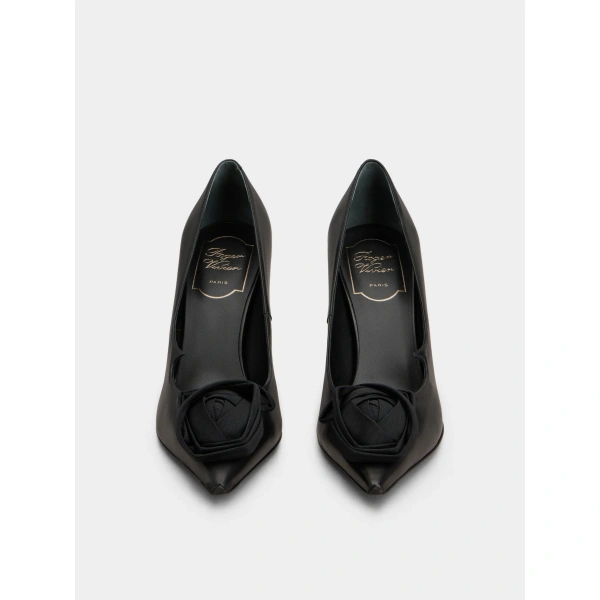 Roger Vivier Rose Vivier Pumps in Black Leather, view 2 | Pumps
