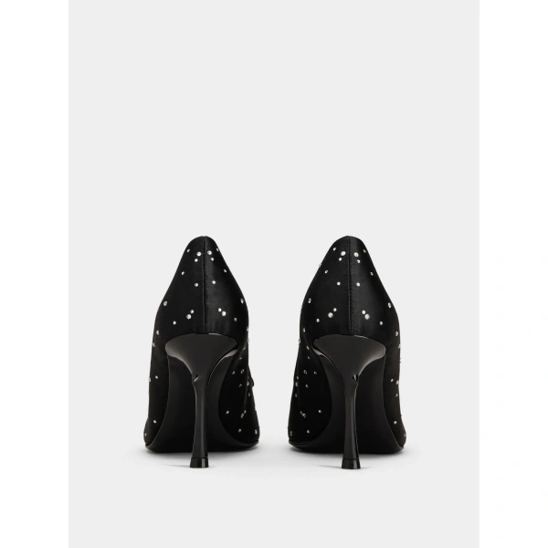 Roger Vivier Rose Vivier Pumps in Black Satin, view 4 | Pumps