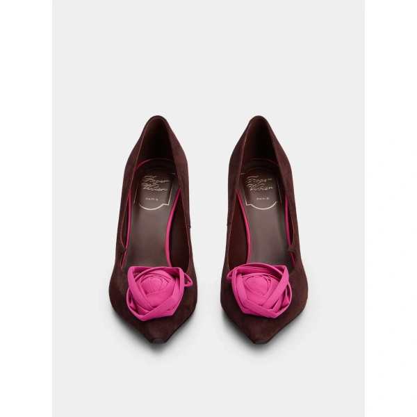 Roger Vivier Rose Vivier Pumps in Burgundy Suede, view 2 | Pumps