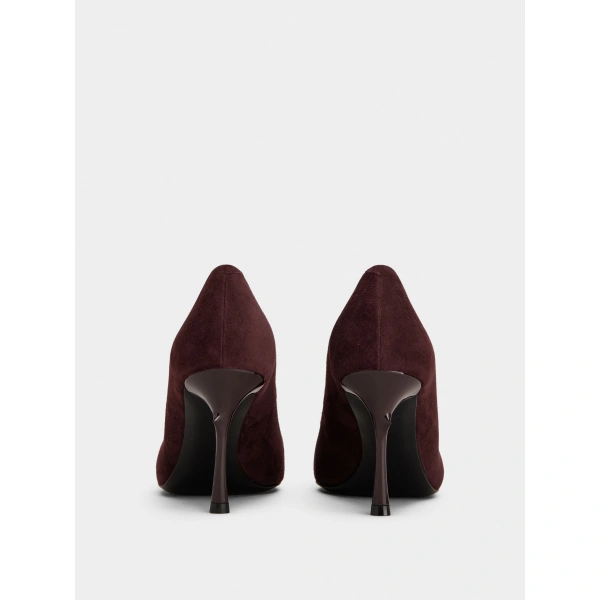 Roger Vivier Rose Vivier Pumps in Burgundy Suede, view 4 | Pumps