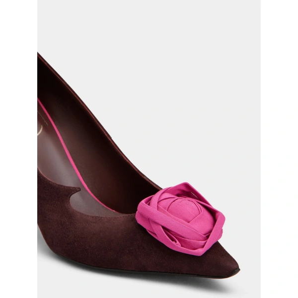 Roger Vivier Rose Vivier Pumps in Burgundy Suede, view 6 | Pumps