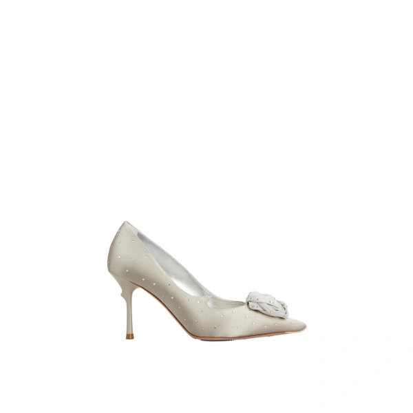 Rose Vivier Pumps in Grey Satin