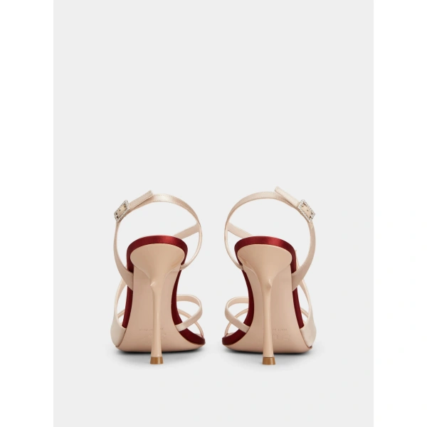 Roger Vivier Rose Vivier Sandals in Nude Satin, view 4 | Sandals