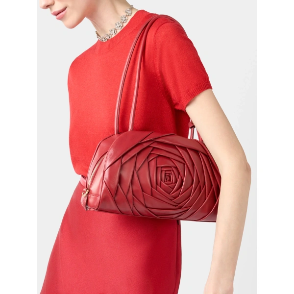 Roger Vivier Rose Vivier Shoulder Bag in Red Leather, view 4 | Shoulder & Crossbody Bags