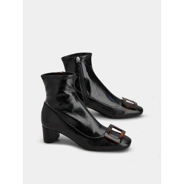 Roger Vivier Stretch U Look Booties in Black, view 3 | Ankle Boots