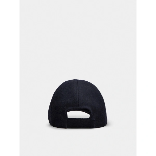 Roger Vivier Très Vivier Baseball Cap in Navy Blue Wool, view 6 | Baseball Caps