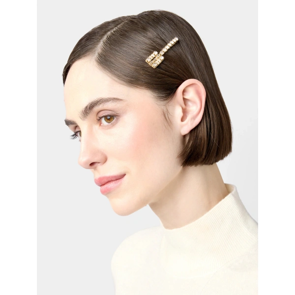 Roger Vivier Très Vivier Hair Clip in Gold, view 2 | Hair Clips & Claw Clips