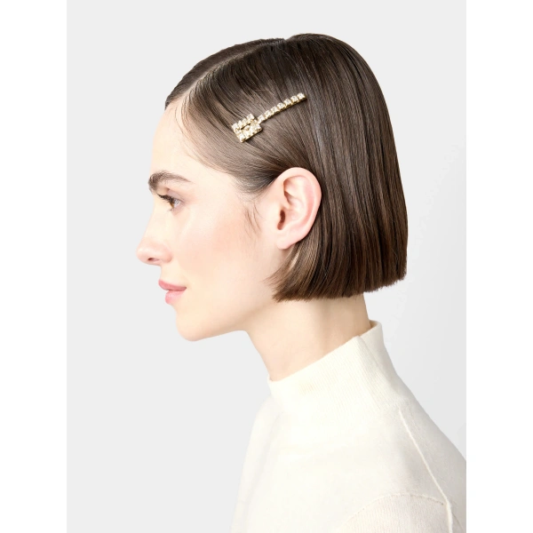 Roger Vivier Très Vivier Hair Clip in Gold, view 4 | Hair Clips & Claw Clips