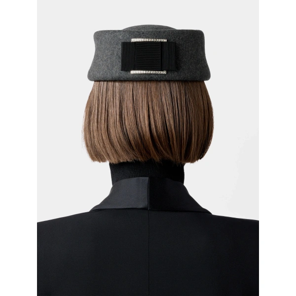 Roger Vivier Trompette Hat in Grey Felt, view 4 | Hats