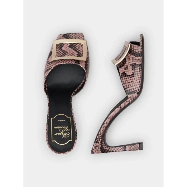 Roger Vivier Trompette Mules in Pink Leather, view 5 | Mules