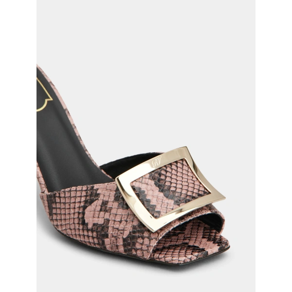 Roger Vivier Trompette Mules in Pink Leather, view 6 | Mules