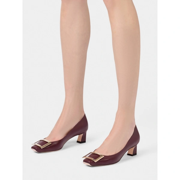 Roger Vivier Trompette Pumps 4.5 cm in Burgundy Leather, view 5 | Kitten Heels