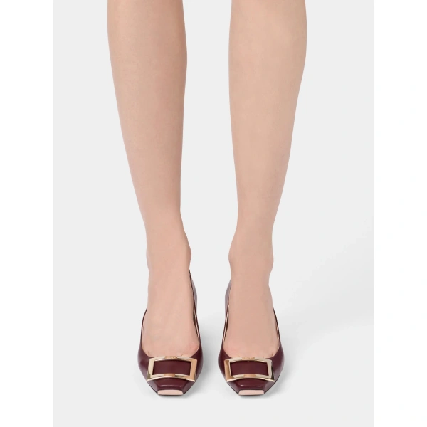 Roger Vivier Trompette Pumps 4.5 cm in Burgundy Leather, view 6 | Kitten Heels