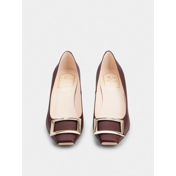 Roger Vivier Trompette Pumps 7 cm in Burgundy Leather, view 2 | Pumps
