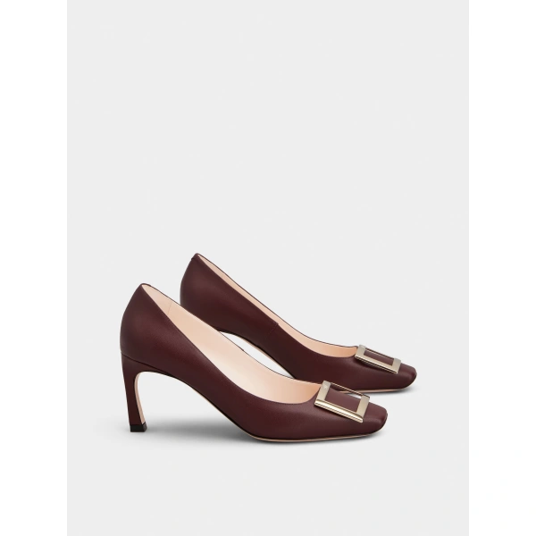 Roger Vivier Trompette Pumps 7 cm in Burgundy Leather, view 3 | Pumps