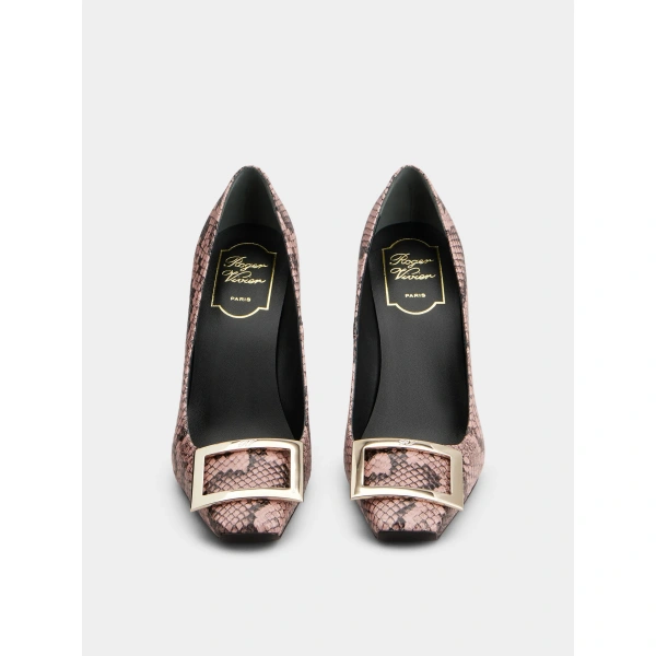 Roger Vivier Trompette Pumps in Pink Leather, view 2 | Pumps