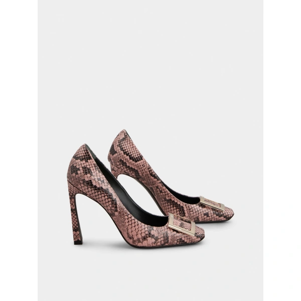 Roger Vivier Trompette Pumps in Pink Leather, view 3 | Pumps
