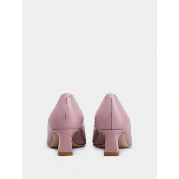 Roger Vivier Trompette Pumps in Pink Patent Leather, view 4 | Kitten Heels