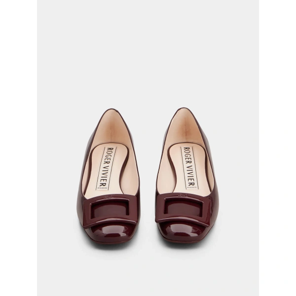Roger Vivier U Look Ballerinas in Burgundy Patent Leather, view 2 | Ballet Flats