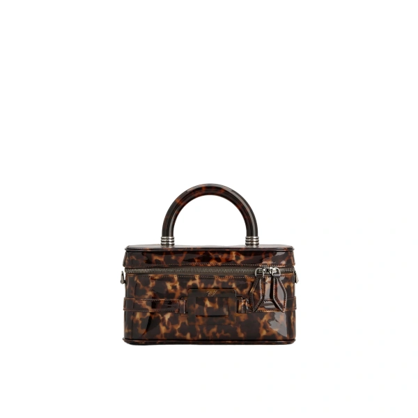 Vanity Belle Vivier Mini Bag in Brown Patent Leather
