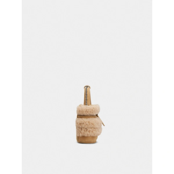 Roger Vivier Vanity Très Vivier Mini Bag in Camel Shearling, view 2 | Mini Bags