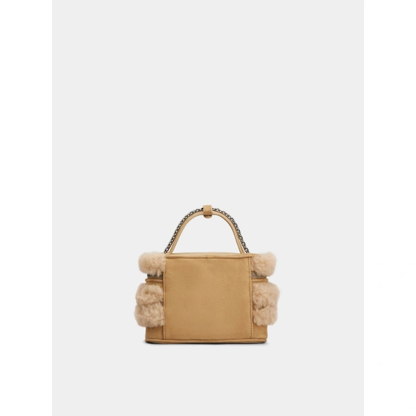 Roger Vivier Vanity Très Vivier Mini Bag in Camel Shearling, view 4 | Mini Bags
