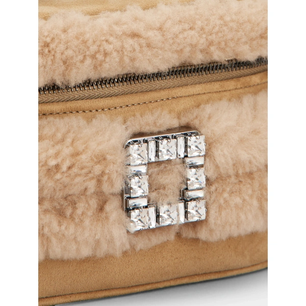 Roger Vivier Vanity Très Vivier Mini Bag in Camel Shearling, view 6 | Mini Bags
