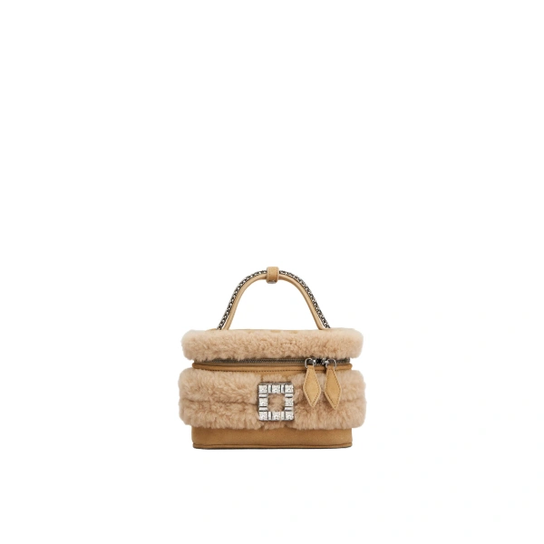 Vanity Très Vivier Mini Bag in Camel Shearling