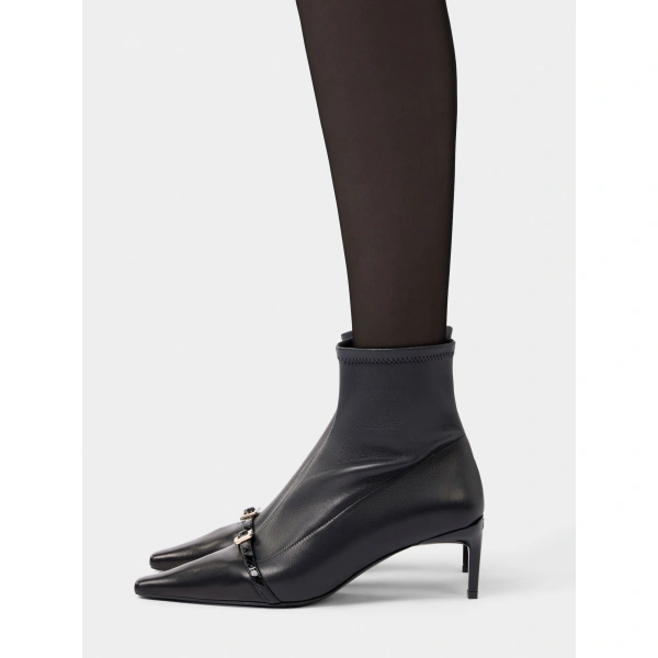 Roger Vivier Viv' Canard Booties in Black Leather, view 4 | Ankle Boots