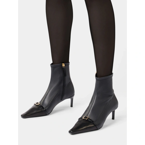 Roger Vivier Viv' Canard Booties in Black Leather, view 5 | Ankle Boots