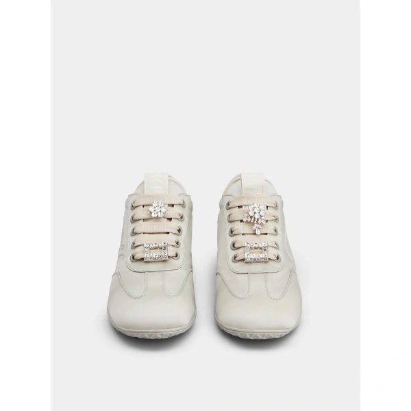 Roger Vivier Viv Low Sneakers in Grey Fabric, view 2 | Sneakers