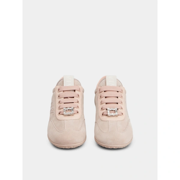 Roger Vivier Viv Low Sneakers in Nude Suede, view 2 | Sneakers