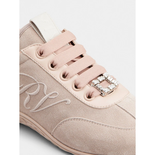 Roger Vivier Viv Low Sneakers in Nude Suede, view 6 | Sneakers