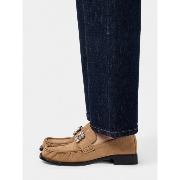 Roger Vivier Viv' Rangers Loafers in Beige Suede, view 4 | Loafers