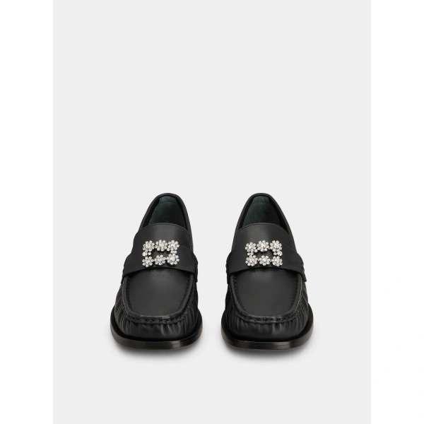 Roger Vivier Viv' Rangers Loafers in Black Leather, view 2 | Loafers