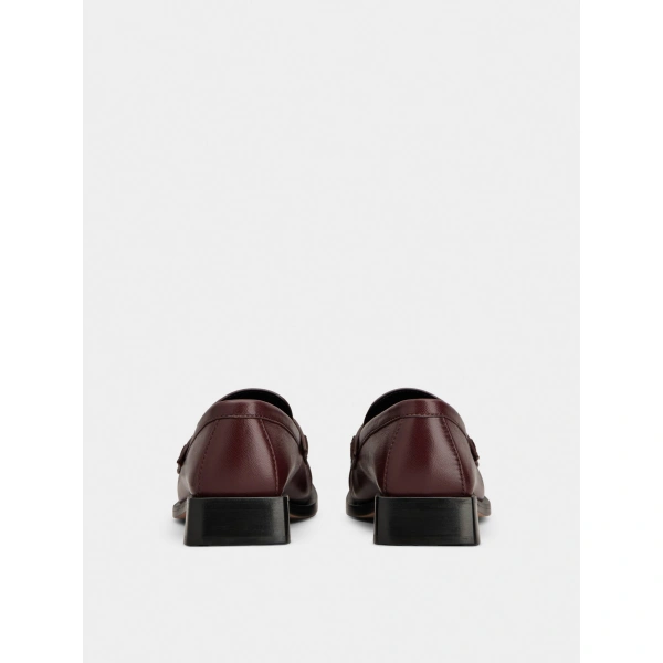 Roger Vivier Viv' Rangers Loafers in Burgundy Leather, view 4 | Loafers