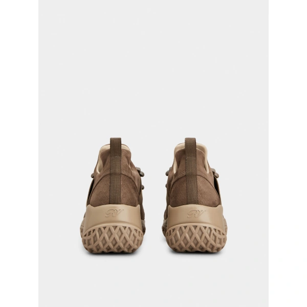 Roger Vivier Viv' Run Sneakers in Brown Suede Fabric, view 4 | Sneakers